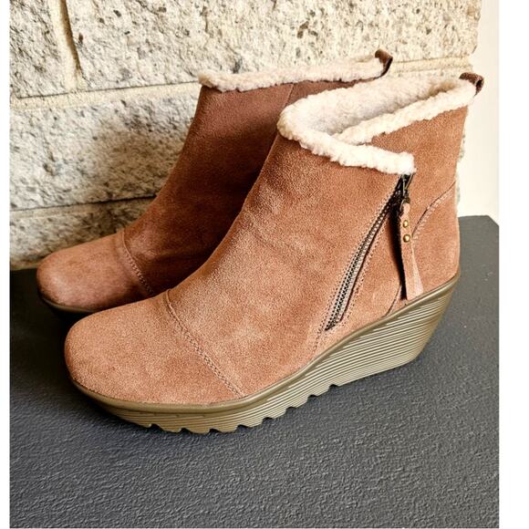 Skechers Wedge Boots Air Cooled Memory Foam, Parallel Mushroom NEW, Sz 10 - Picture 1 of 8